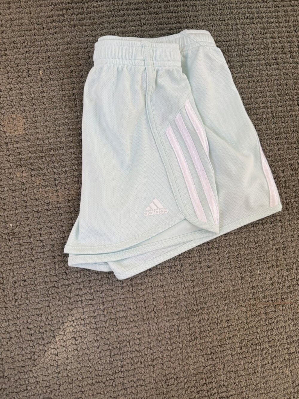 adidas 3-Stripes Shorts S Mint Aqua White Y2K Athletic Running Gym Pastel - Picture 3 of 5